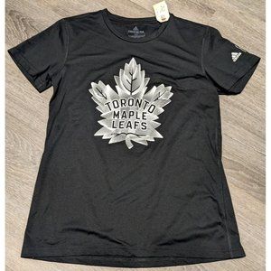 Toronto Maple Leafs Adidas Creator S/S Athletic Shirt Womens Small NHL Black NWT